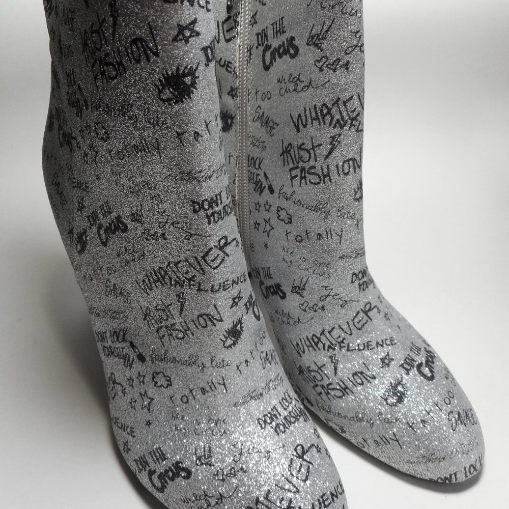 NEW SAM ELDELMEN Silver Retro Club Style Ankle Boots - Picture 2 of 8